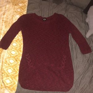 Express High-to-Low Maroon Knit Sweater